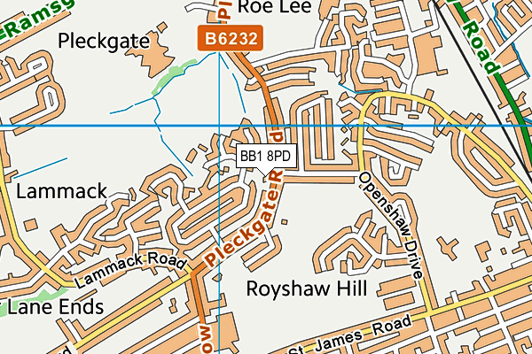 BB1 8PD map - OS VectorMap District (Ordnance Survey)