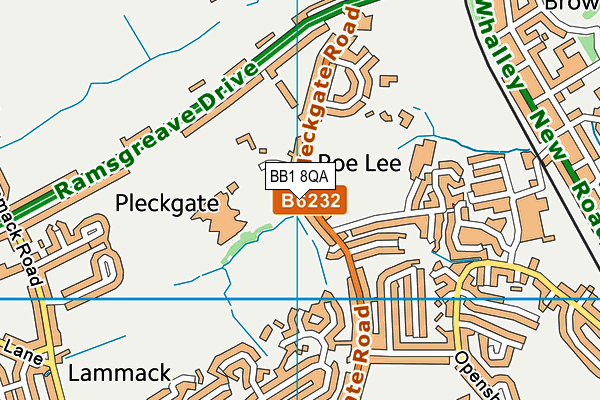 Woolridge Playing Fields map (BB1 8QA) - OS VectorMap District (Ordnance Survey)