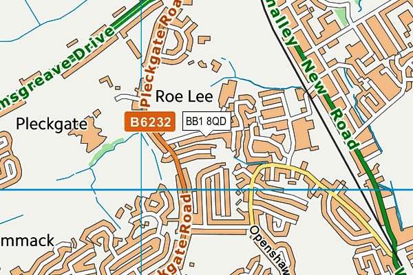 BB1 8QD map - OS VectorMap District (Ordnance Survey)