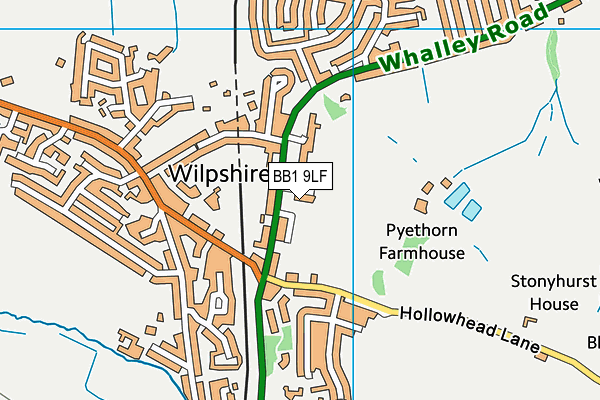 Wilpshire Golf Club map (BB1 9LF) - OS VectorMap District (Ordnance Survey)