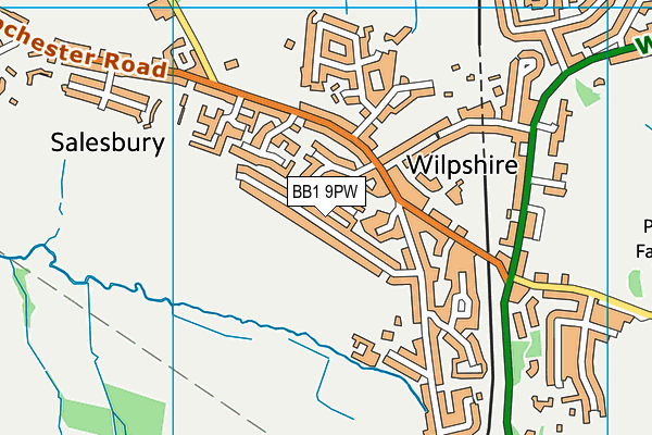 BB1 9PW map - OS VectorMap District (Ordnance Survey)
