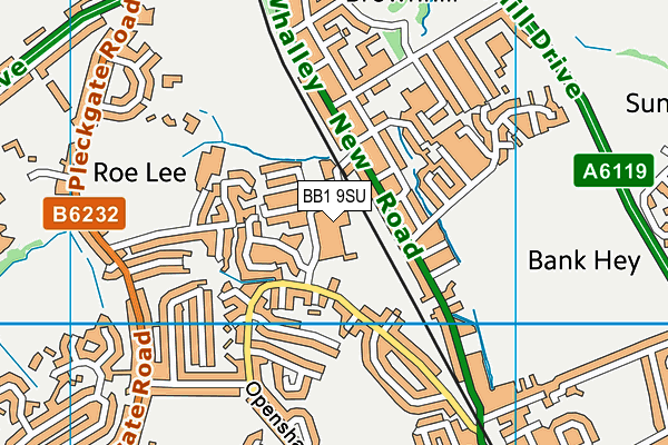 BB1 9SU map - OS VectorMap District (Ordnance Survey)