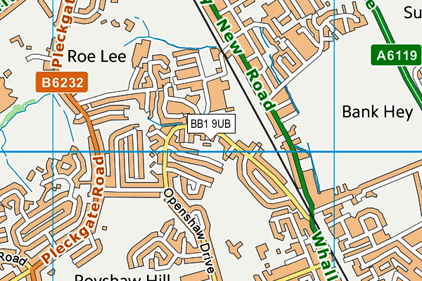 BB1 9UB map - OS VectorMap District (Ordnance Survey)