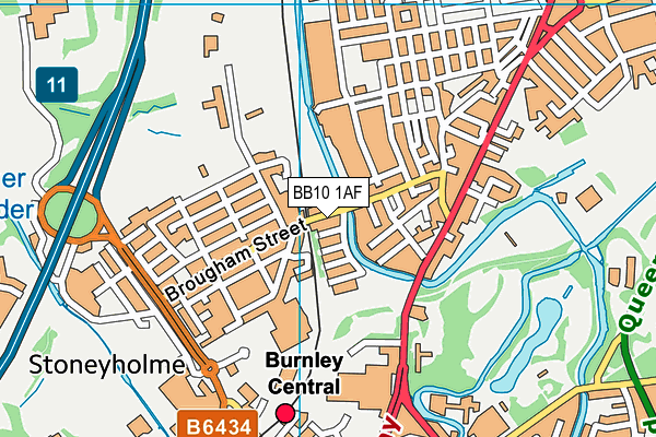 BB10 1AF map - OS VectorMap District (Ordnance Survey)