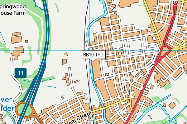 BB10 1PD map - OS VectorMap District (Ordnance Survey)
