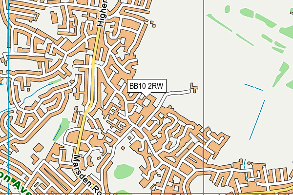 BB10 2RW map - OS VectorMap District (Ordnance Survey)