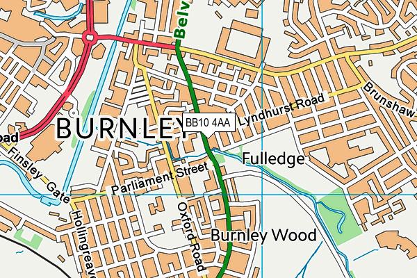 BB10 4AA map - OS VectorMap District (Ordnance Survey)