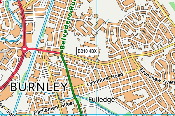Burnley Football Club Community Sports Trust (Closed) map (BB10 4BX) - OS VectorMap District (Ordnance Survey)