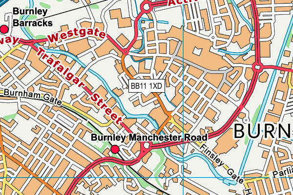 BB11 1XD map - OS VectorMap District (Ordnance Survey)