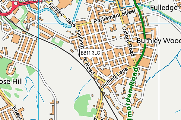 BB11 3LG map - OS VectorMap District (Ordnance Survey)