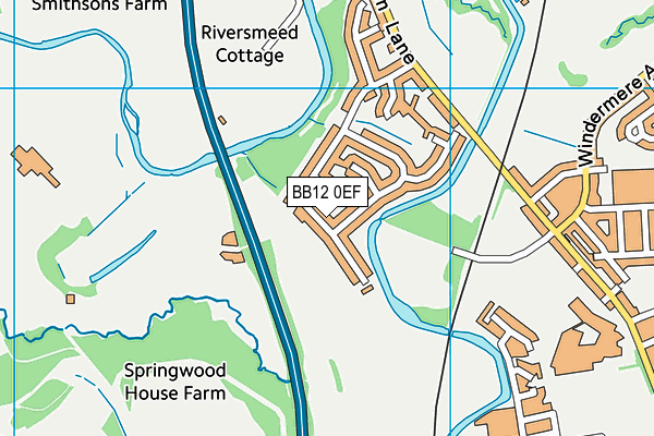 BB12 0EF map - OS VectorMap District (Ordnance Survey)