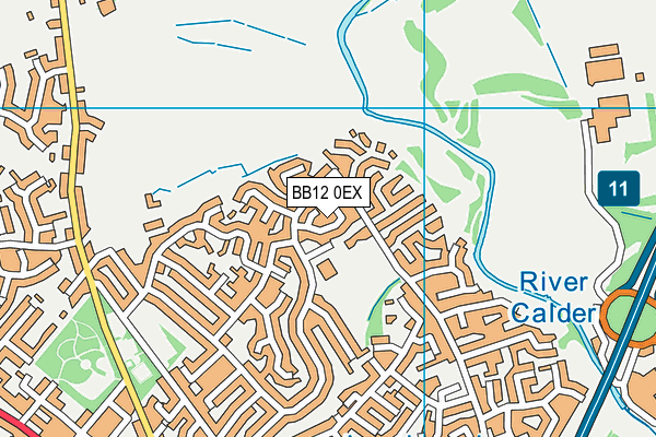 BB12 0EX map - OS VectorMap District (Ordnance Survey)