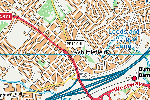 Whittlefield Primary School map (BB12 0HL) - OS VectorMap District (Ordnance Survey)