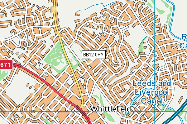 BB12 0HY map - OS VectorMap District (Ordnance Survey)