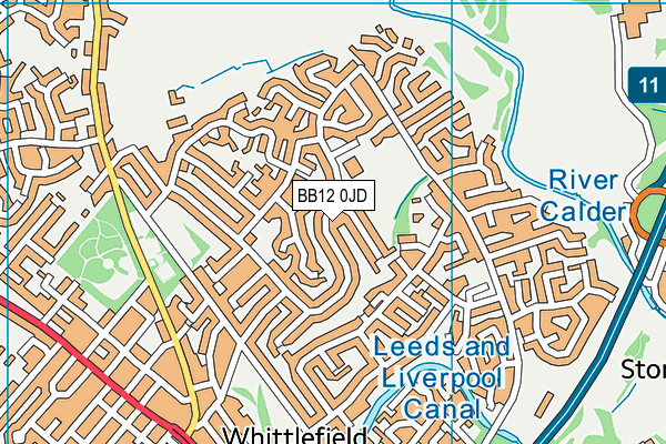 Wellfield Methodist and Anglican Church School map (BB12 0JD) - OS VectorMap District (Ordnance Survey)