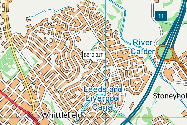 BB12 0JT map - OS VectorMap District (Ordnance Survey)