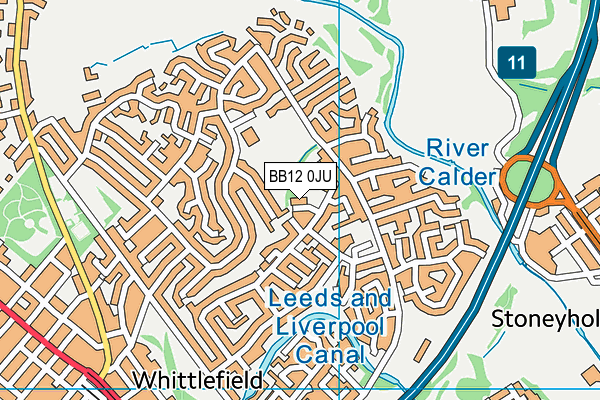 BB12 0JU map - OS VectorMap District (Ordnance Survey)