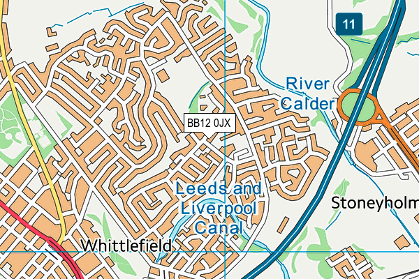 BB12 0JX map - OS VectorMap District (Ordnance Survey)
