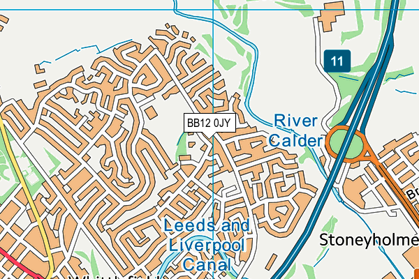 BB12 0JY map - OS VectorMap District (Ordnance Survey)