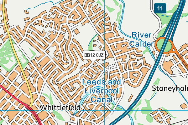 BB12 0JZ map - OS VectorMap District (Ordnance Survey)