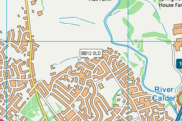 BB12 0LD map - OS VectorMap District (Ordnance Survey)