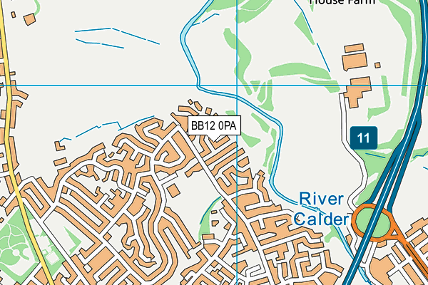 BB12 0PA map - OS VectorMap District (Ordnance Survey)