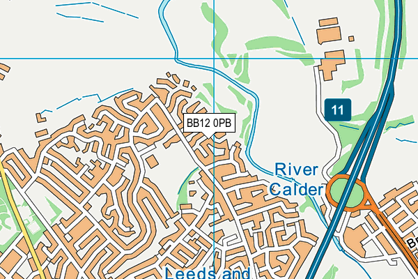 BB12 0PB map - OS VectorMap District (Ordnance Survey)