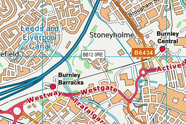 BB12 0RE map - OS VectorMap District (Ordnance Survey)