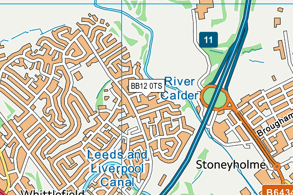 BB12 0TS map - OS VectorMap District (Ordnance Survey)