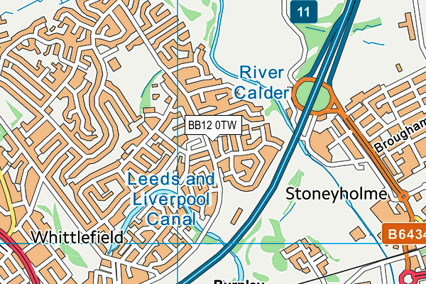 BB12 0TW map - OS VectorMap District (Ordnance Survey)