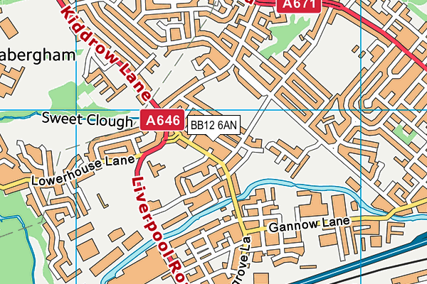 BB12 6AN map - OS VectorMap District (Ordnance Survey)