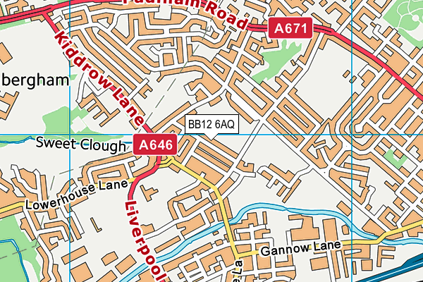 BB12 6AQ map - OS VectorMap District (Ordnance Survey)