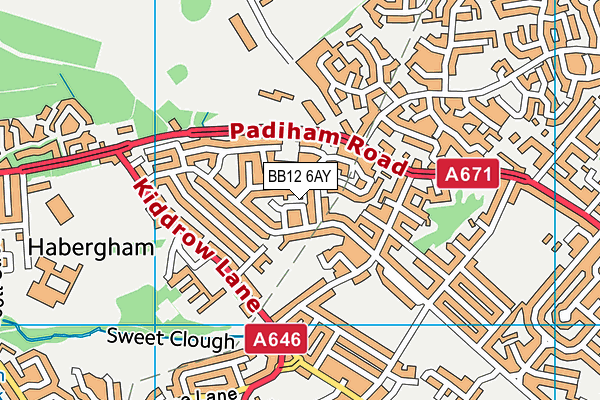 BB12 6AY map - OS VectorMap District (Ordnance Survey)