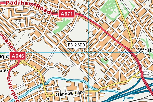 BB12 6DD map - OS VectorMap District (Ordnance Survey)