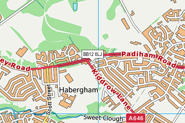 BB12 6LJ map - OS VectorMap District (Ordnance Survey)