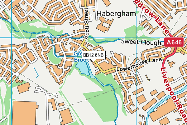 BB12 6NB map - OS VectorMap District (Ordnance Survey)