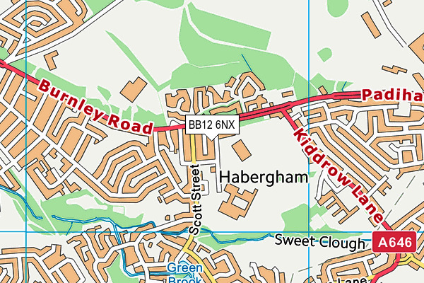 Burnley High School map (BB12 6NX) - OS VectorMap District (Ordnance Survey)