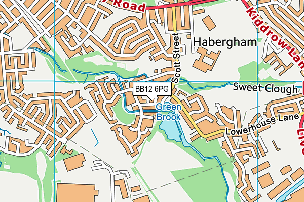 BB12 6PG map - OS VectorMap District (Ordnance Survey)