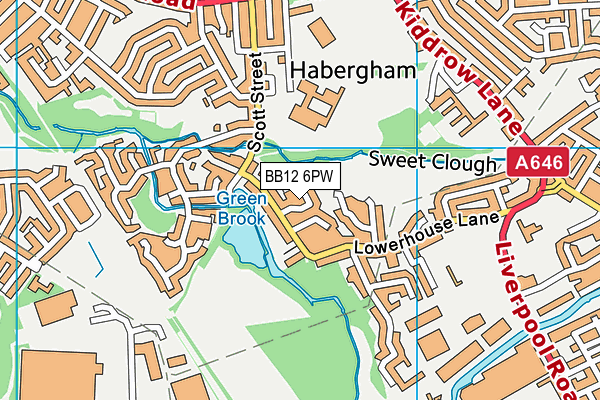 BB12 6PW map - OS VectorMap District (Ordnance Survey)
