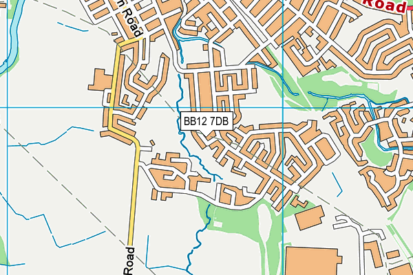 BB12 7DB map - OS VectorMap District (Ordnance Survey)