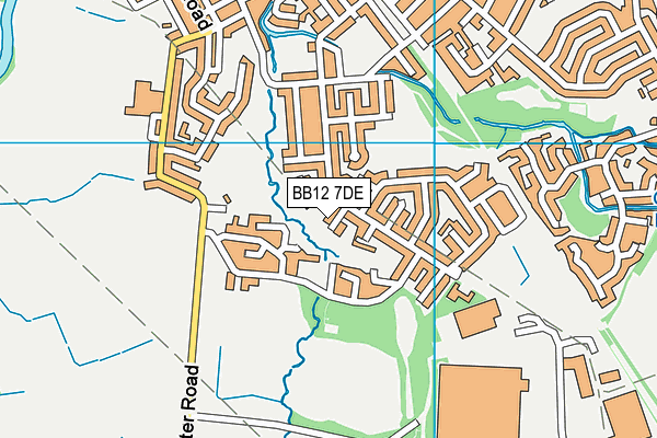 BB12 7DE map - OS VectorMap District (Ordnance Survey)