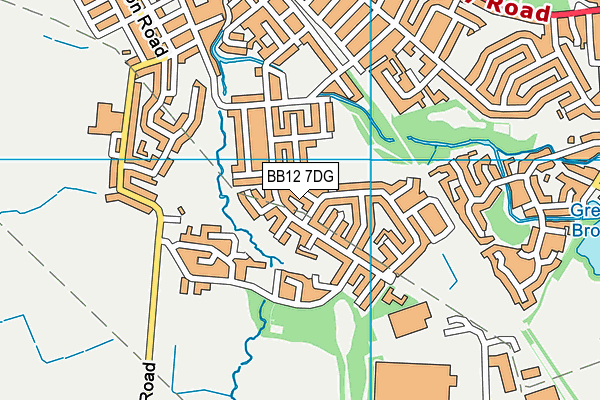 BB12 7DG map - OS VectorMap District (Ordnance Survey)