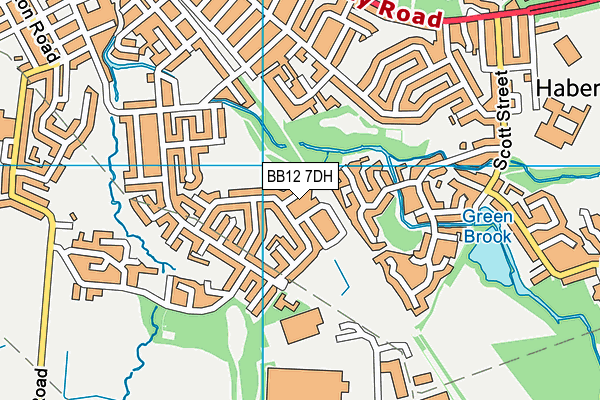 BB12 7DH map - OS VectorMap District (Ordnance Survey)