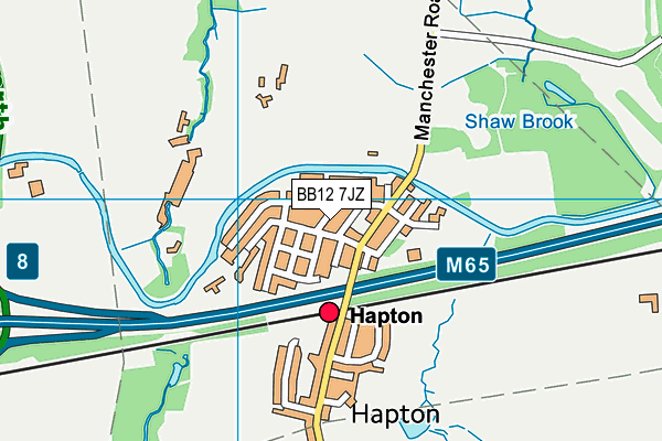 BB12 7JZ map - OS VectorMap District (Ordnance Survey)