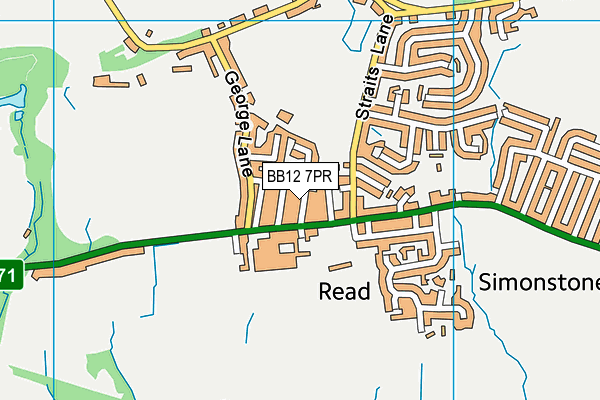 BB12 7PR map - OS VectorMap District (Ordnance Survey)