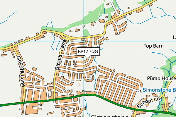BB12 7QG map - OS VectorMap District (Ordnance Survey)