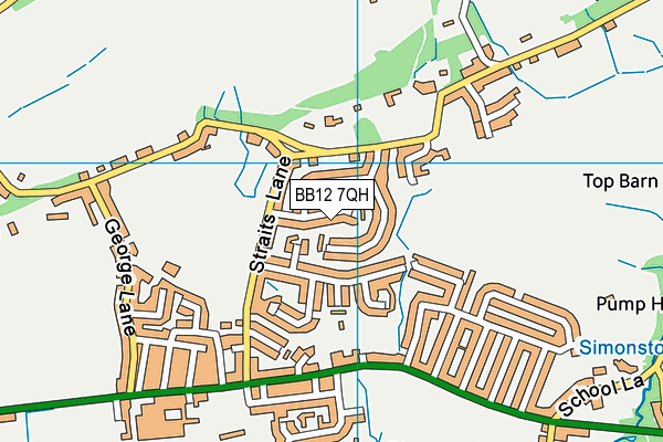 BB12 7QH map - OS VectorMap District (Ordnance Survey)