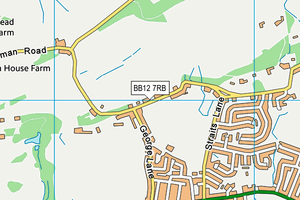 BB12 7RB map - OS VectorMap District (Ordnance Survey)