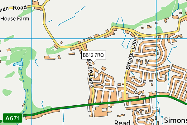 BB12 7RQ map - OS VectorMap District (Ordnance Survey)
