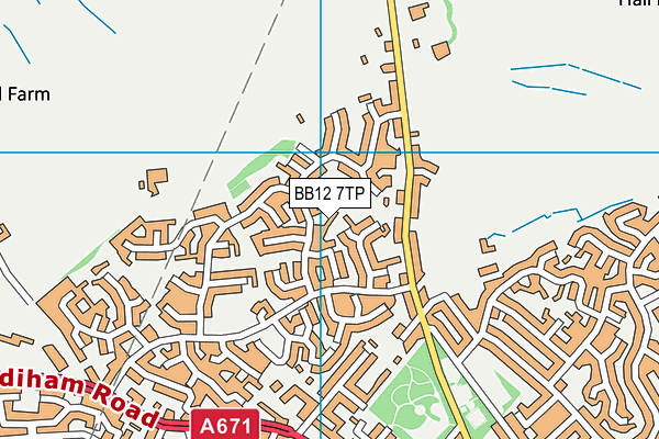BB12 7TP map - OS VectorMap District (Ordnance Survey)